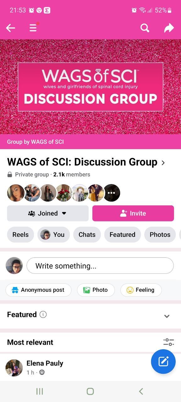 The private WAGS of SCI discussion group on Facebook, 2.1k members